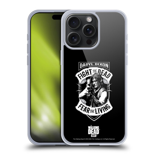 AMC The Walking Dead Daryl Dixon Biker Art RPG Black White Soft Gel Case for Apple iPhone 15 Pro Max