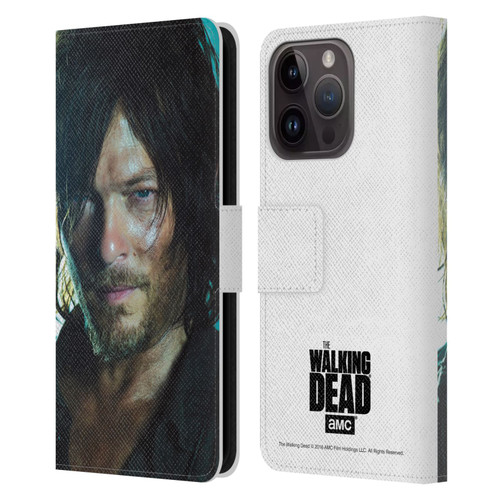 AMC The Walking Dead Characters Daryl Leather Book Wallet Case Cover For Apple iPhone 15 Pro