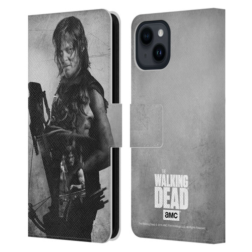 AMC The Walking Dead Double Exposure Daryl Leather Book Wallet Case Cover For Apple iPhone 15