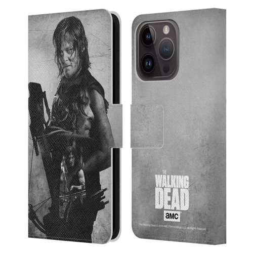 AMC The Walking Dead Double Exposure Daryl Leather Book Wallet Case Cover For Apple iPhone 15 Pro