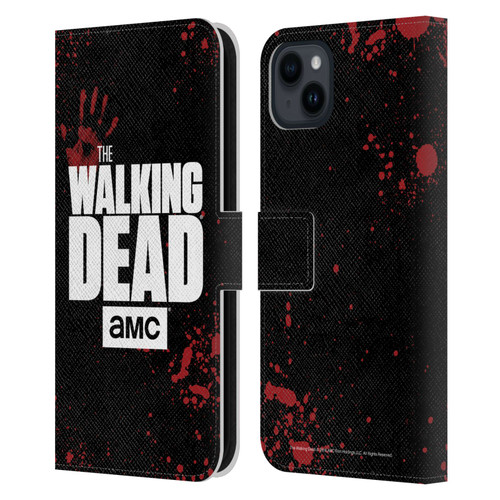 AMC The Walking Dead Logo Black Leather Book Wallet Case Cover For Apple iPhone 15 Plus