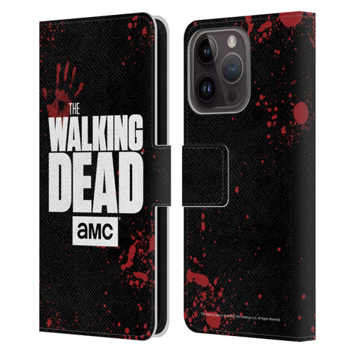 AMC The Walking Dead Logo Black Leather Book Wallet Case Cover For Apple iPhone 15 Pro