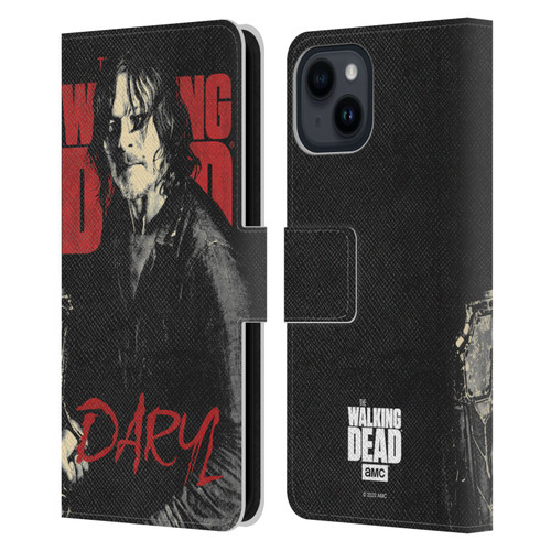 AMC The Walking Dead Season 10 Character Portraits Daryl Leather Book Wallet Case Cover For Apple iPhone 15