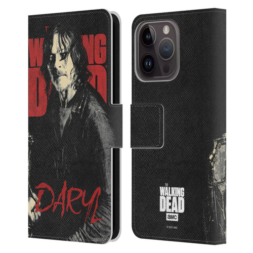 AMC The Walking Dead Season 10 Character Portraits Daryl Leather Book Wallet Case Cover For Apple iPhone 15 Pro