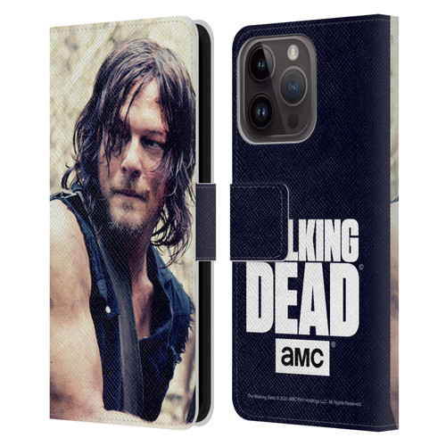 AMC The Walking Dead Daryl Dixon Half Body Leather Book Wallet Case Cover For Apple iPhone 15 Pro