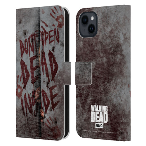 AMC The Walking Dead Typography Dead Inside Leather Book Wallet Case Cover For Apple iPhone 15 Plus