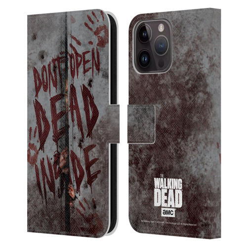 AMC The Walking Dead Typography Dead Inside Leather Book Wallet Case Cover For Apple iPhone 15 Pro Max