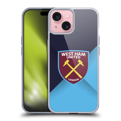 West Ham United FC Crest Blue Gradient Soft Gel Case for Apple iPhone 15