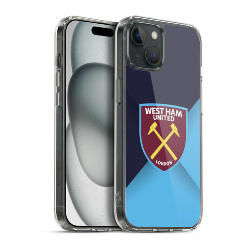 West Ham United FC Crest Blue Gradient Soft Gel Case for Apple iPhone 15 Plus