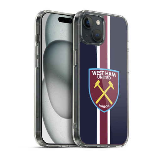 West Ham United FC Crest Stripes Soft Gel Case for Apple iPhone 15 Plus