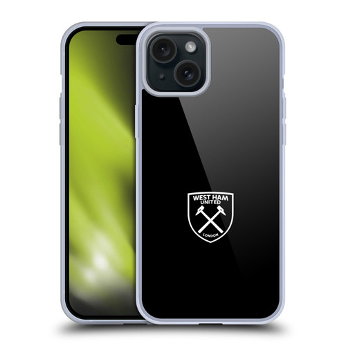 West Ham United FC Crest White Logo Soft Gel Case for Apple iPhone 15 Plus