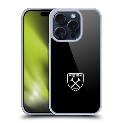 West Ham United FC Crest White Logo Soft Gel Case for Apple iPhone 15 Pro