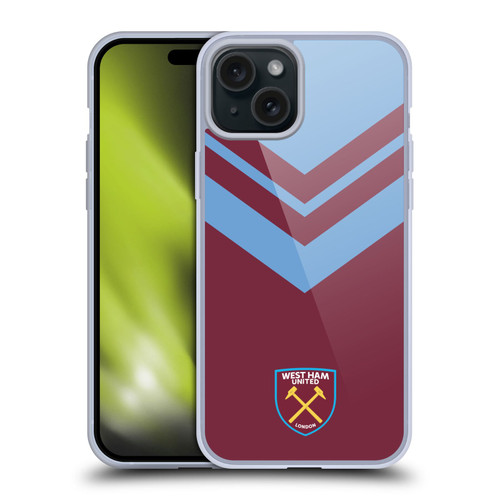 West Ham United FC Crest Graphics Arrowhead Lines Soft Gel Case for Apple iPhone 15 Plus