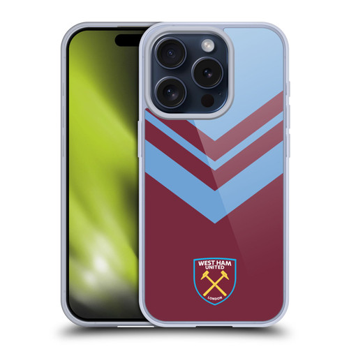 West Ham United FC Crest Graphics Arrowhead Lines Soft Gel Case for Apple iPhone 15 Pro
