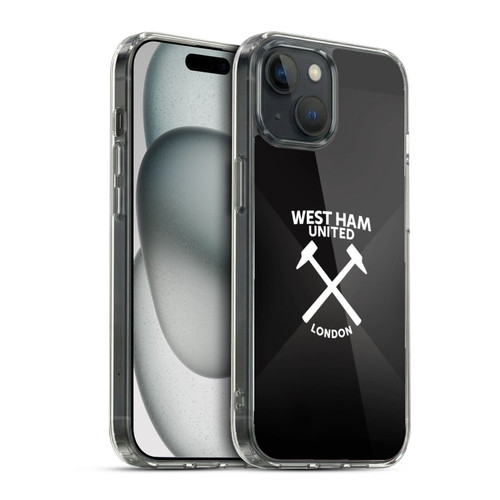 West Ham United FC Hammer Marque Kit Black & White Gradient Soft Gel Case for Apple iPhone 15 & MagSafe