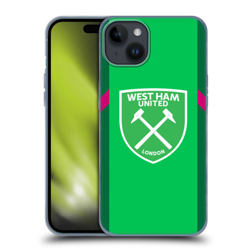 West Ham United FC 2023/24 Crest Kit Home Goalkeeper Soft Gel Case for Apple iPhone 15 Plus