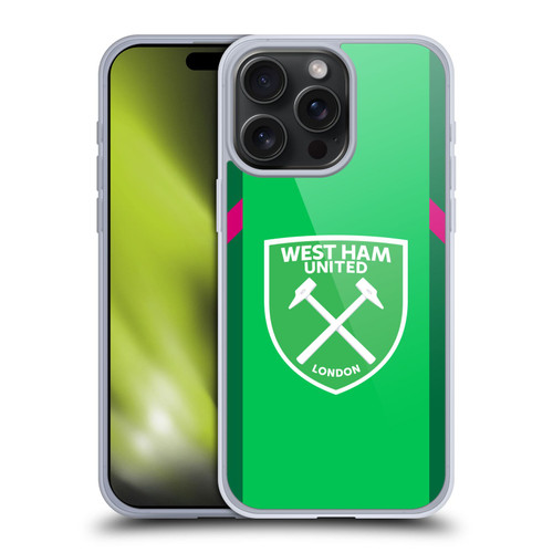 West Ham United FC 2023/24 Crest Kit Home Goalkeeper Soft Gel Case for Apple iPhone 15 Pro Max