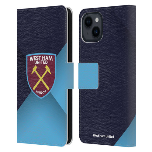 West Ham United FC Crest Blue Gradient Leather Book Wallet Case Cover For Apple iPhone 15