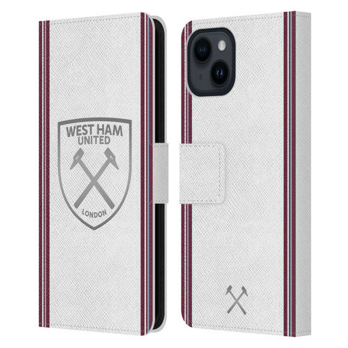 West Ham United FC 2023/24 Crest Kit Away Leather Book Wallet Case Cover For Apple iPhone 15