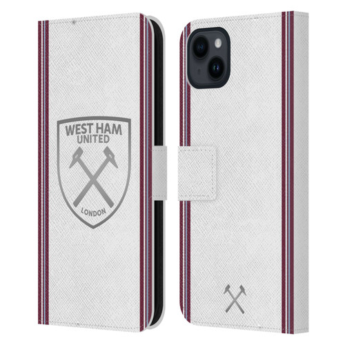 West Ham United FC 2023/24 Crest Kit Away Leather Book Wallet Case Cover For Apple iPhone 15 Plus
