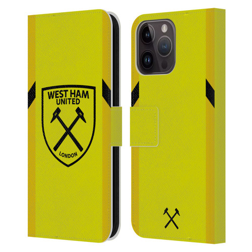 West Ham United FC 2023/24 Crest Kit Away Goalkeeper Leather Book Wallet Case Cover For Apple iPhone 15 Pro Max