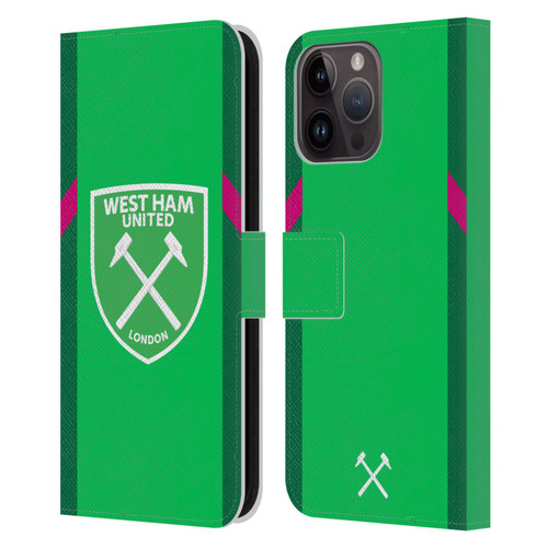West Ham United FC 2023/24 Crest Kit Home Goalkeeper Leather Book Wallet Case Cover For Apple iPhone 15 Pro Max