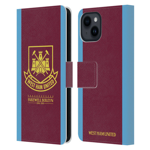 West Ham United FC Retro Crest 2015/16 Final Home Leather Book Wallet Case Cover For Apple iPhone 15