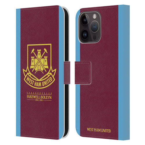 West Ham United FC Retro Crest 2015/16 Final Home Leather Book Wallet Case Cover For Apple iPhone 15 Pro Max