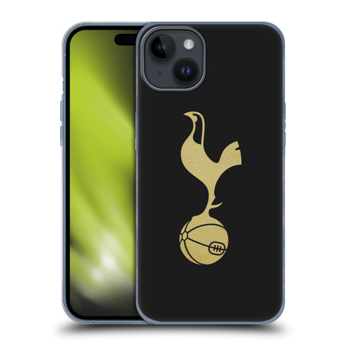 Tottenham Hotspur F.C. Badge Black And Gold Soft Gel Case for Apple iPhone 15 Plus