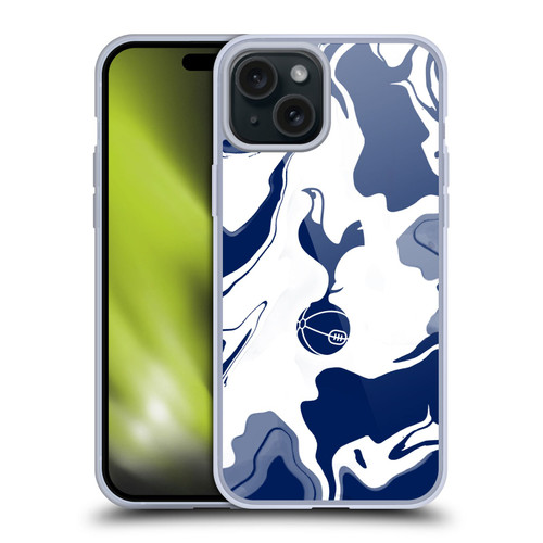 Tottenham Hotspur F.C. Badge Blue And White Marble Soft Gel Case for Apple iPhone 15 Plus
