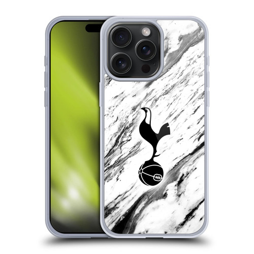 Tottenham Hotspur F.C. Badge Black And White Marble Soft Gel Case for Apple iPhone 15 Pro Max