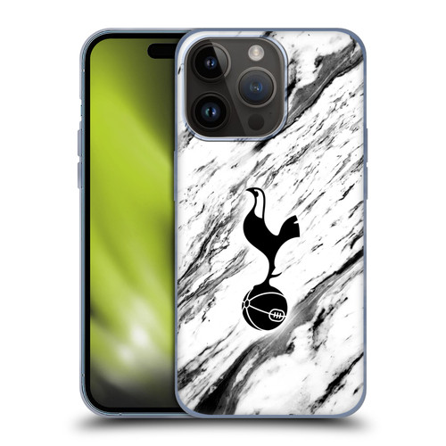 Tottenham Hotspur F.C. Badge Black And White Marble Soft Gel Case for Apple iPhone 15 Pro