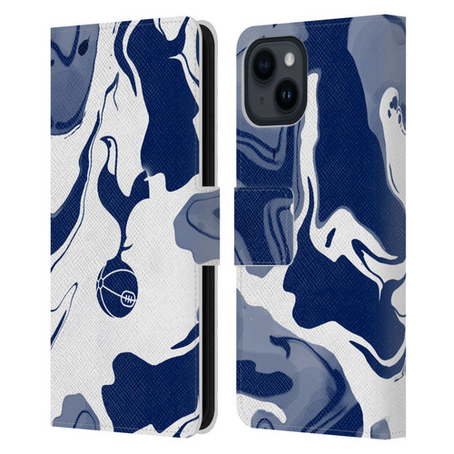 Tottenham Hotspur F.C. Badge Blue And White Marble Leather Book Wallet Case Cover For Apple iPhone 15