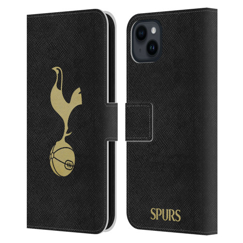Tottenham Hotspur F.C. Badge Black And Gold Leather Book Wallet Case Cover For Apple iPhone 15 Plus