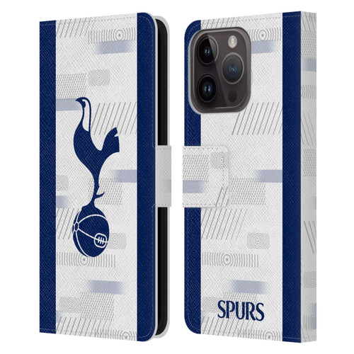 Tottenham Hotspur F.C. 2023/24 Badge Home Kit Leather Book Wallet Case Cover For Apple iPhone 15 Pro
