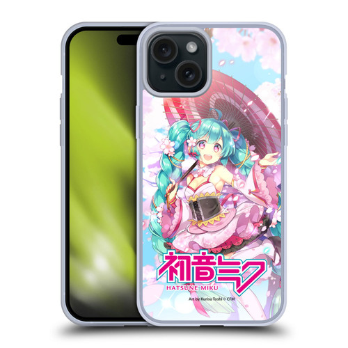 Hatsune Miku Graphics Sakura Soft Gel Case for Apple iPhone 15 Plus