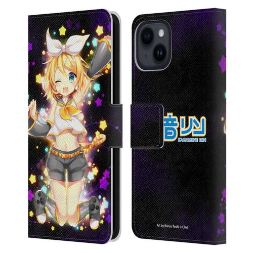 Hatsune Miku Characters Kagamine Rin Leather Book Wallet Case Cover For Apple iPhone 15