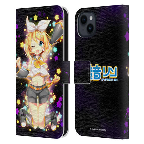 Hatsune Miku Characters Kagamine Rin Leather Book Wallet Case Cover For Apple iPhone 15 Plus