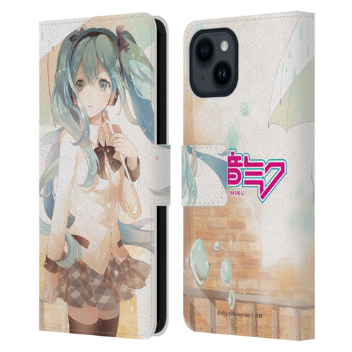 Hatsune Miku Graphics Rain Leather Book Wallet Case Cover For Apple iPhone 15