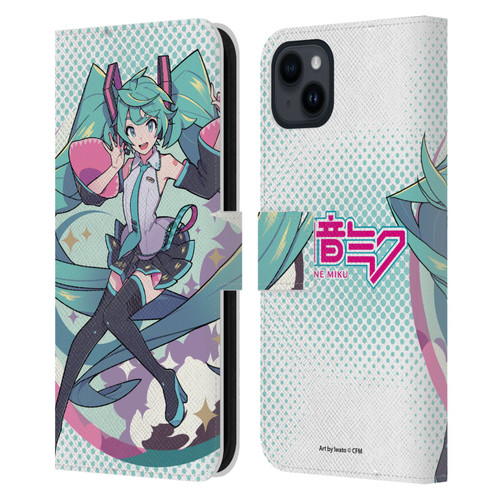 Hatsune Miku Graphics Pastels Leather Book Wallet Case Cover For Apple iPhone 15 Plus