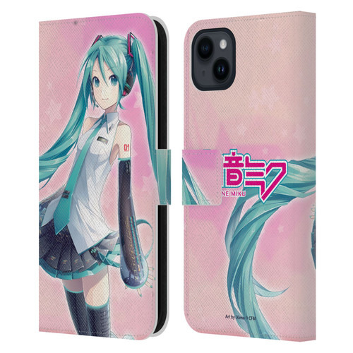 Hatsune Miku Graphics Star Leather Book Wallet Case Cover For Apple iPhone 15 Plus