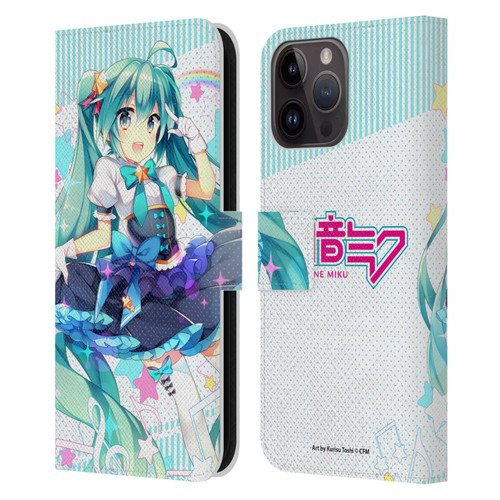 Hatsune Miku Graphics Stars And Rainbow Leather Book Wallet Case Cover For Apple iPhone 15 Pro Max