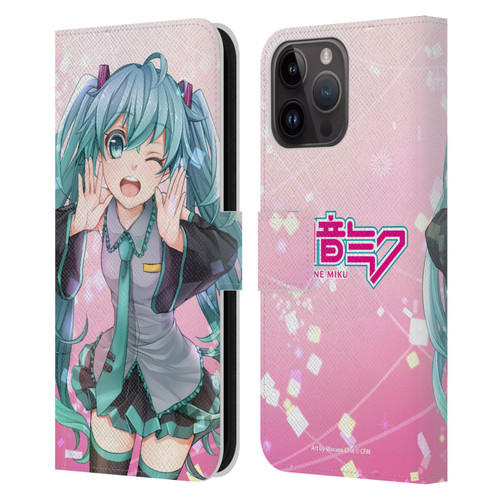 Hatsune Miku Graphics Wink Leather Book Wallet Case Cover For Apple iPhone 15 Pro Max