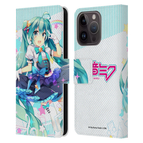 Hatsune Miku Graphics Stars And Rainbow Leather Book Wallet Case Cover For Apple iPhone 15 Pro