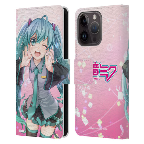 Hatsune Miku Graphics Wink Leather Book Wallet Case Cover For Apple iPhone 15 Pro