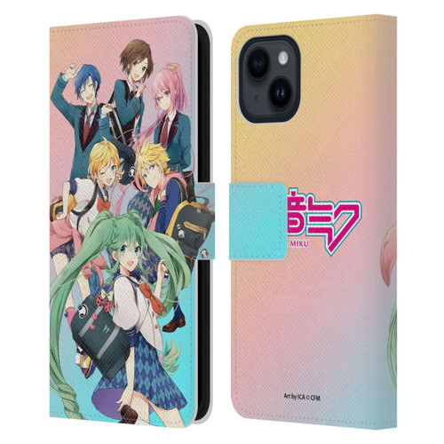 Hatsune Miku Virtual Singers High School Leather Book Wallet Case Cover For Apple iPhone 15