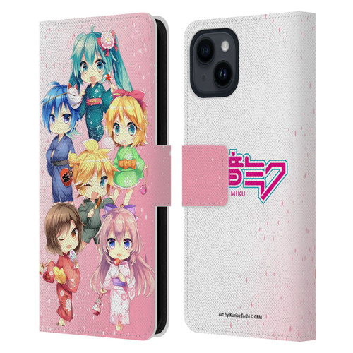 Hatsune Miku Virtual Singers Characters Leather Book Wallet Case Cover For Apple iPhone 15