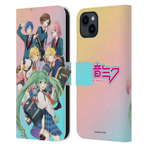 Hatsune Miku Virtual Singers High School Leather Book Wallet Case Cover For Apple iPhone 15 Plus