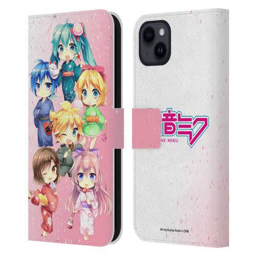 Hatsune Miku Virtual Singers Characters Leather Book Wallet Case Cover For Apple iPhone 15 Plus