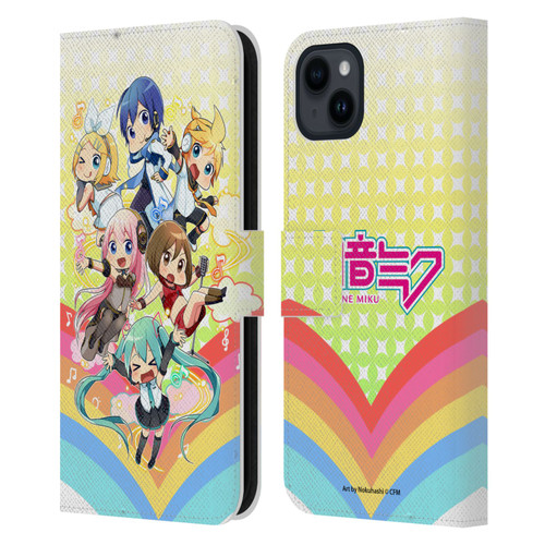 Hatsune Miku Virtual Singers Rainbow Leather Book Wallet Case Cover For Apple iPhone 15 Plus